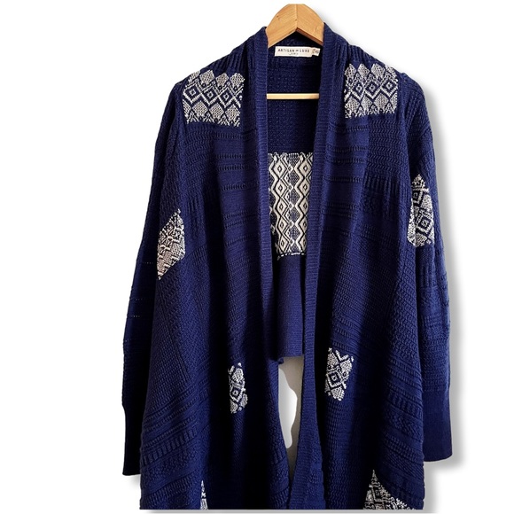 Artisan de Luxe Anthropologie Knit Ikat Long Cardigan XS - Picture 3 of 9